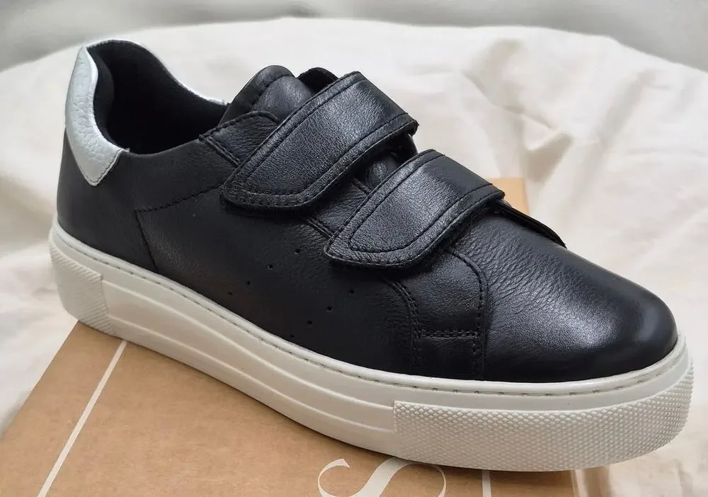 NEW Seychelles Trading Places Leather Sneakers platform sole black Womens Size 8
